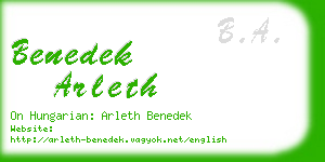benedek arleth business card
